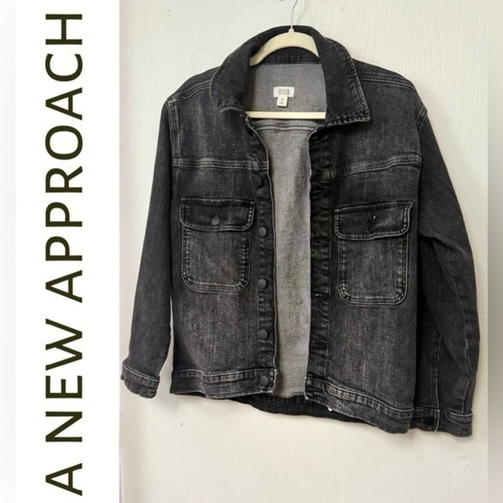 a.n.a Black Denim Jacket XS Vintage Wash Cropped Trucker Y2K Streetwear Layering